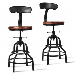 Adjustable Swivel Rustic Bar Stools with Backs, Set of 2