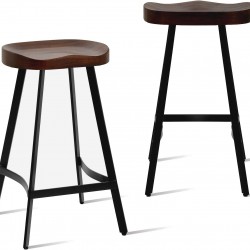 Stackable Industrial Saddle Seat Bar Stools, Set of 2