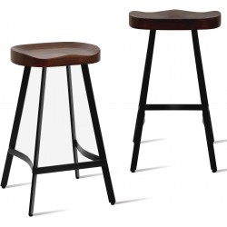 Stackable Industrial Saddle Seat Bar Stools, Set of 2