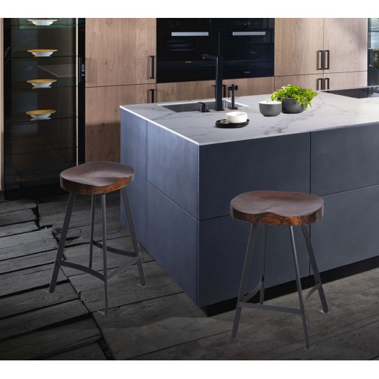 Stackable Industrial Saddle Seat Bar Stools, Set of 2