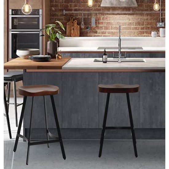 Stackable Industrial Saddle Seat Bar Stools, Set of 2