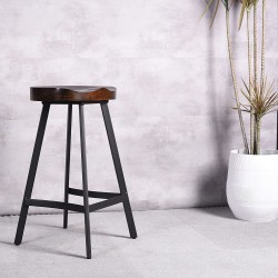 Stackable Industrial Saddle Seat Bar Stools, Set of 2