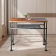 Rustic Industrial High Top Pub Table with Storage Shelf, 47" Rectangular Dining Coffee Table