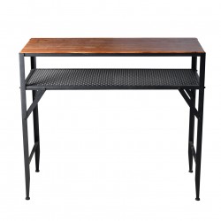 Industrial Rustic Brown Bar Table with Storage Shelf, 41.34" Height