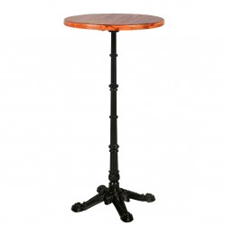 Modern Round Pub Bar Table with Wooden Top, 43.3" Height
