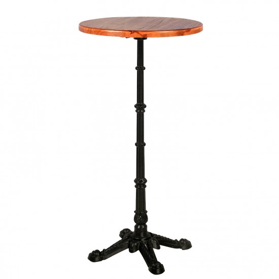 Modern Round Pub Bar Table with Wooden Top, 43.3" Height
