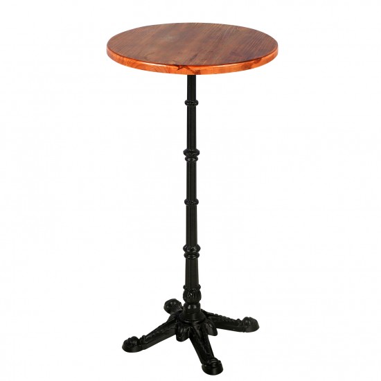 Modern Round Pub Bar Table with Wooden Top, 43.3" Height