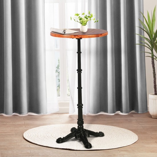 Modern Round Pub Bar Table with Wooden Top, 43.3" Height