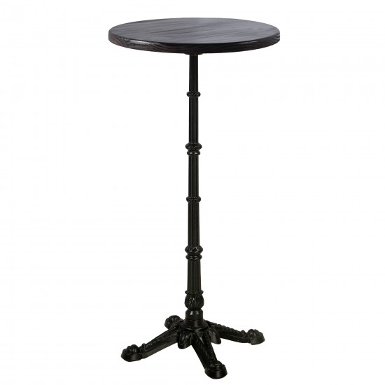 Modern Round Pub Bar Table with Wooden Top, 43.3" Height