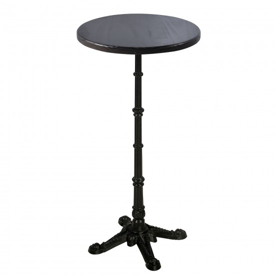 Modern Round Pub Bar Table with Wooden Top, 43.3" Height