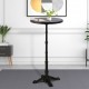 Modern Round Pub Bar Table with Wooden Top, 43.3" Height