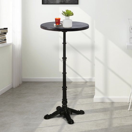 Modern Round Pub Bar Table with Wooden Top, 43.3" Height