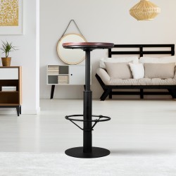 Industrial Style Bar Table with Solid Wood Top and Metal Base