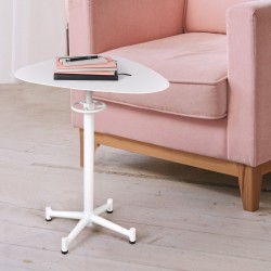 White Metal Triangle Side Table, Waterproof for Indoor/Outdoor