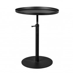 Black Metal Round Outdoor Side Table, Waterproof & Anti-Rust