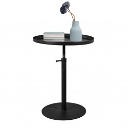 Black Metal Round Outdoor Side Table, Waterproof & Anti-Rust