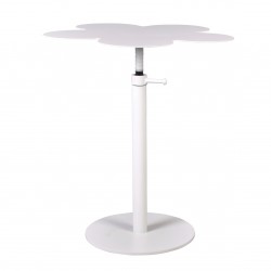 White Metal Flower Shape Outdoor Side Table, Waterproof & Anti-Rust