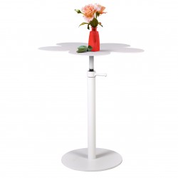 White Metal Flower Shape Outdoor Side Table, Waterproof & Anti-Rust