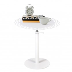 White Lace Designed Metal Outdoor Side Table, Waterproof & Anti-Rust