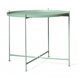 Green Round Folding Metal Side Table, Waterproof & Anti-Rust