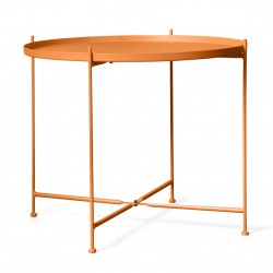 Orange Round Folding Metal Side Table, Waterproof & Anti-Rust