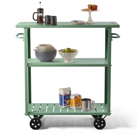 Retro Multiple Colors Black Orange Green Kitchen Trolley With Dining Table