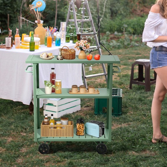 Retro Multiple Colors Black Orange Green Kitchen Trolley With Dining Table