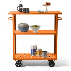 Retro Multiple Colors Black Orange Green Kitchen Trolley With Dining Table