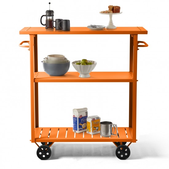 Retro Multiple Colors Black Orange Green Kitchen Trolley With Dining Table