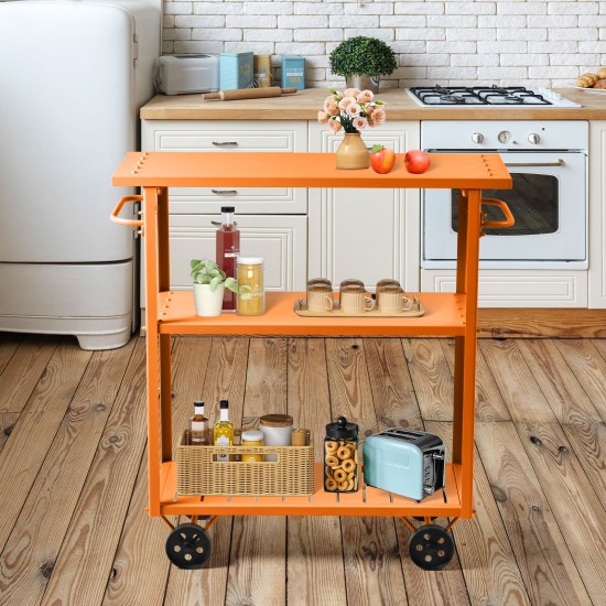 Retro Multiple Colors Black Orange Green Kitchen Trolley With Dining Table