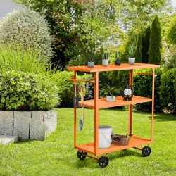 Retro Multiple Colors Black Orange Green Kitchen Trolley With Dining Table