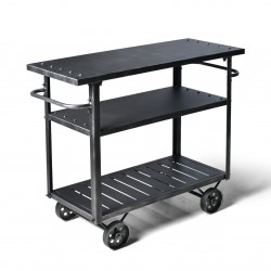 Moisture-proof Retro Wooden Kitchen Trolley with Serving Table