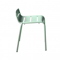 Set of 2 Modern Commercial Grade White & Green Stackable Bistro Kitchen Chairs