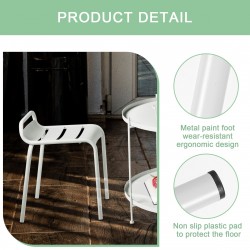 Premium White Square Table and White Backless Chair Metal Table and Chair Set