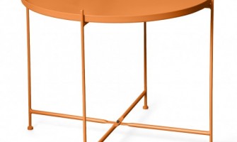 Orange Round Folding Metal Side Table