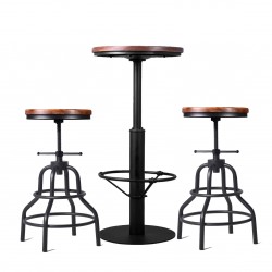 Adjustable Industrial Bar Table and Swivel Stool Set
