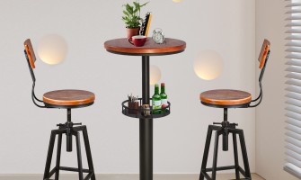 Elevate Your Dining Experience with Topower's Exquisite Wood Backrest Black Mesh Pattern Table and Chair Set